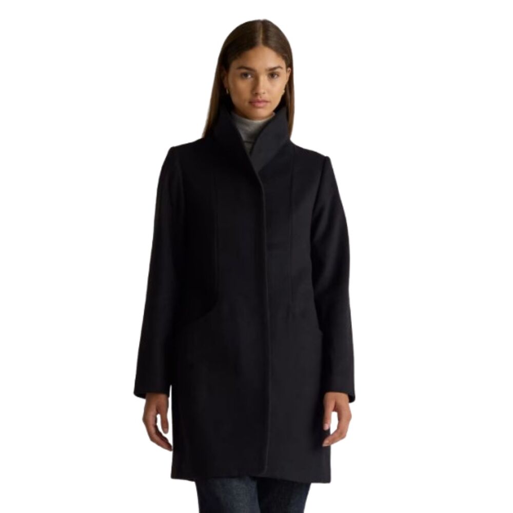 Quince Italian Wool Cocoon Coat Black Small Classic New